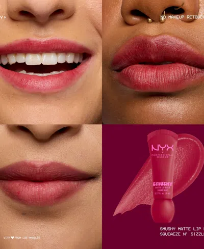 Nyx Professional Makeup Smushy, Matte Lip Balm, Soft Diffused Colour, Matte Finish - Squeeze N' Sizzle In Burgundy