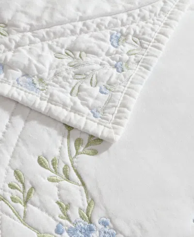 Laura Ashley Floral Embroidery Cotton 3-pc. Quilt Set, King In White