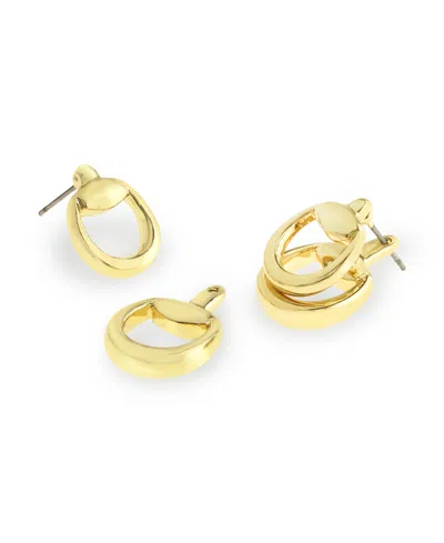 Steve Madden Gold Collegiate C Link Jacket Earrings In Gold