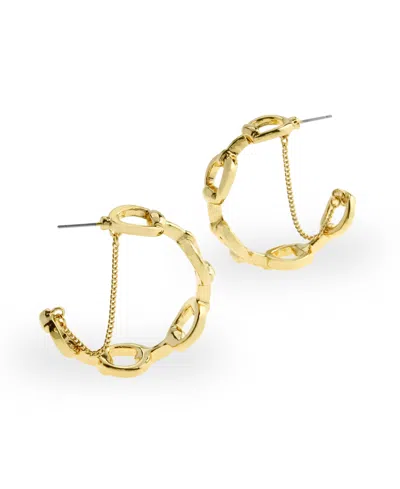 Steve Madden Gold Collegiate C Link Chain Hoop Earrings In Gold