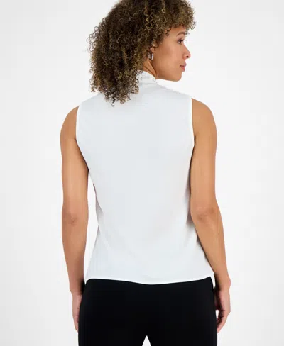 Kasper Plus Size Embellished Tie-front Sleeveless Top In White