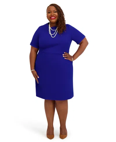 Kasper Women's Short Sleeve Crewneck Dress In Blue