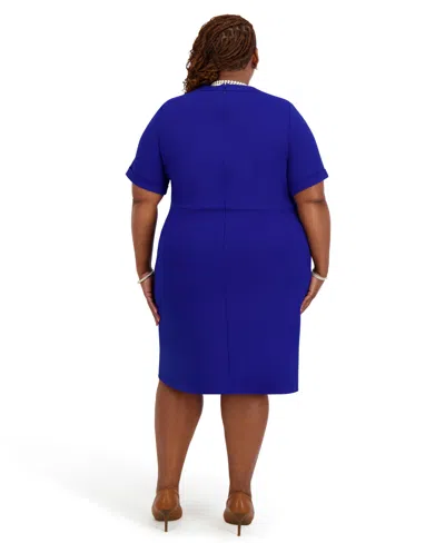 Kasper Women's Short Sleeve Crewneck Dress In Blue