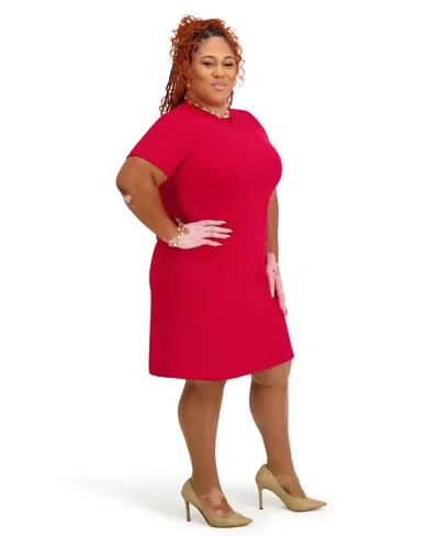 Kasper Women's Short Sleeve Crewneck Dress In Red