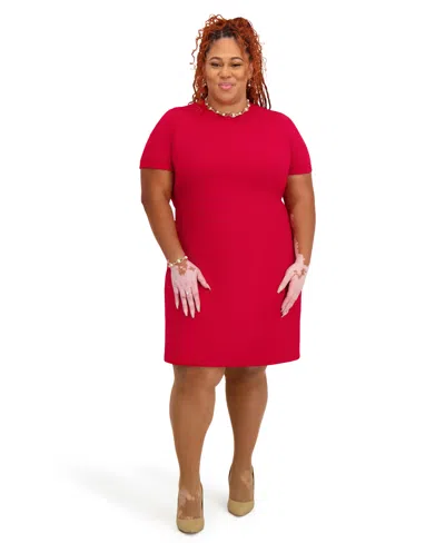 Kasper Women's Short Sleeve Crewneck Dress In Red