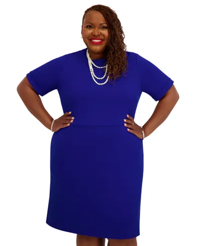 Kasper Women's Short Sleeve Crewneck Dress In Blue