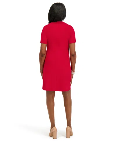 Kasper Women's Short Sleeve Crewneck Dress In Red