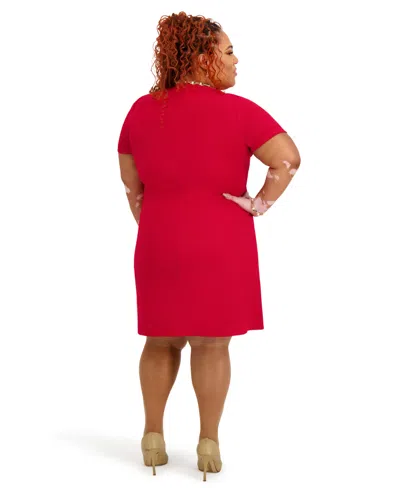 Kasper Women's Short Sleeve Crewneck Dress In Red
