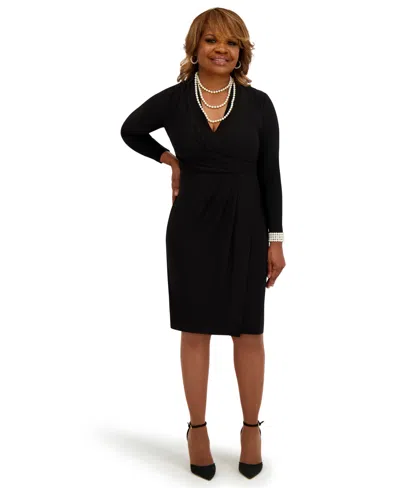Kasper Women's City Wrap V-neck Dress In Black