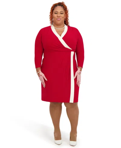 Kasper Women's City Wrap V-neck Dress In Red