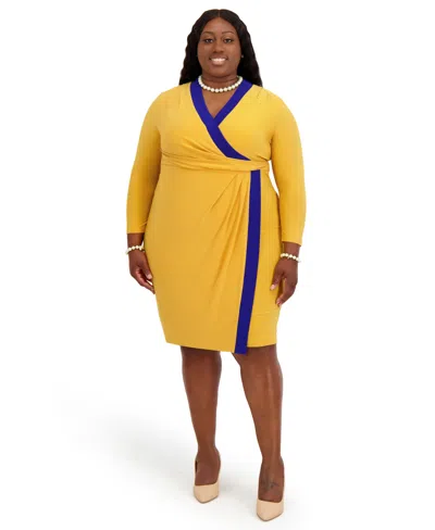 Kasper Women's City Wrap V-neck Dress In Yellow