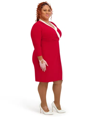 Kasper Women's City Wrap V-neck Dress In Red