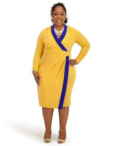 Kasper Women's City Wrap V-neck Dress In Yellow