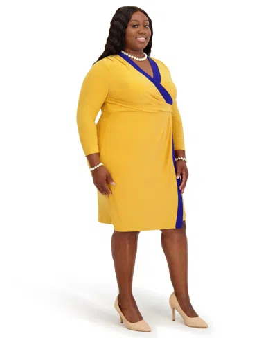 Kasper Women's City Wrap V-neck Dress In Yellow