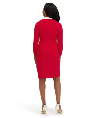 Kasper Women's City Wrap V-neck Dress In Red
