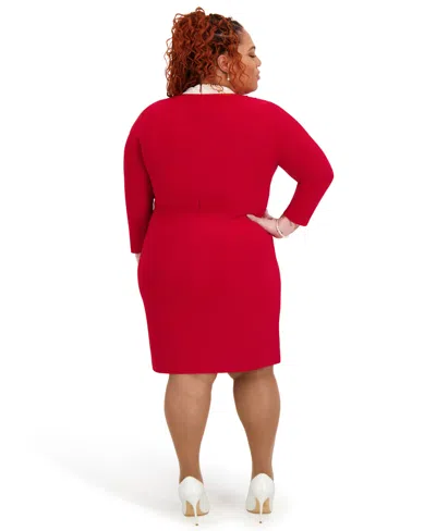 Kasper Women's City Wrap V-neck Dress In Red