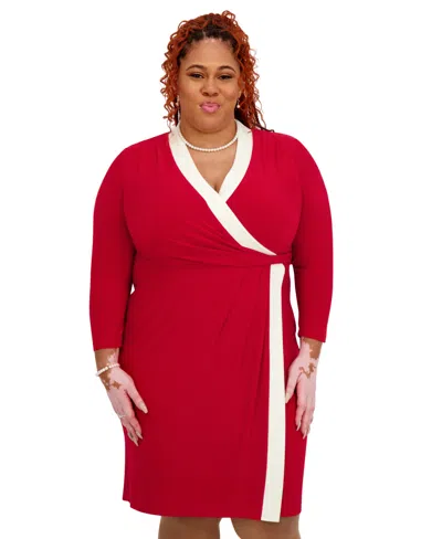 Kasper Women's City Wrap V-neck Dress In Red