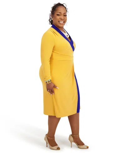 Kasper Women's City Wrap V-neck Dress In Yellow