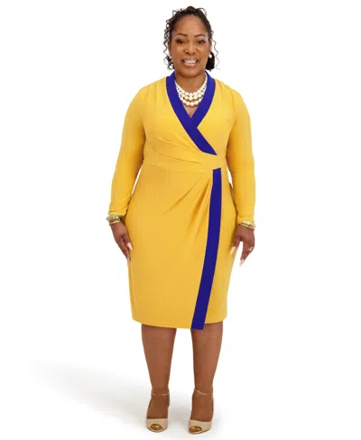 Kasper Women's City Wrap V-neck Dress In Yellow