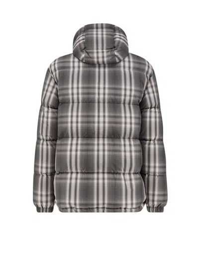 Burberry Hooded Down Jacket Quilted Design In Multi