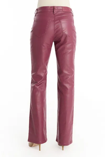 The Noli Shop Aria Coated Flare Jean In Burgundy