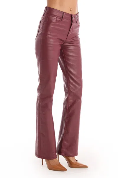 The Noli Shop Aria Coated Flare Jean In Burgundy