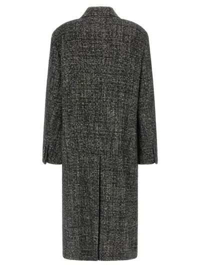 Dolce & Gabbana Double-breasted Long Coat Side Pockets In Gray