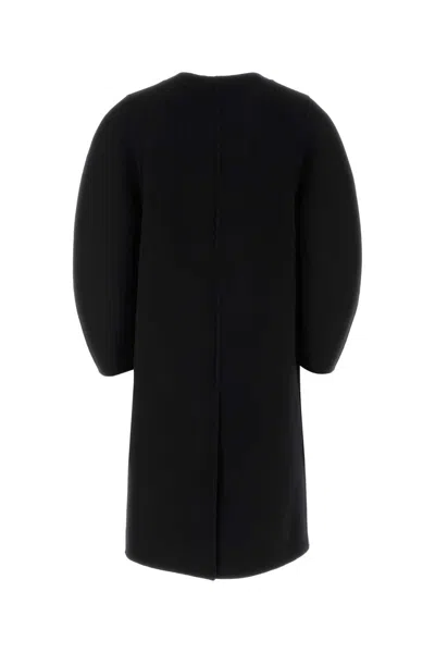 Fendi Black Wool Blend Coat In Black