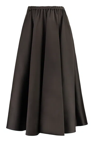 Valentino Techno Duchesse Midi Skirt In Brown