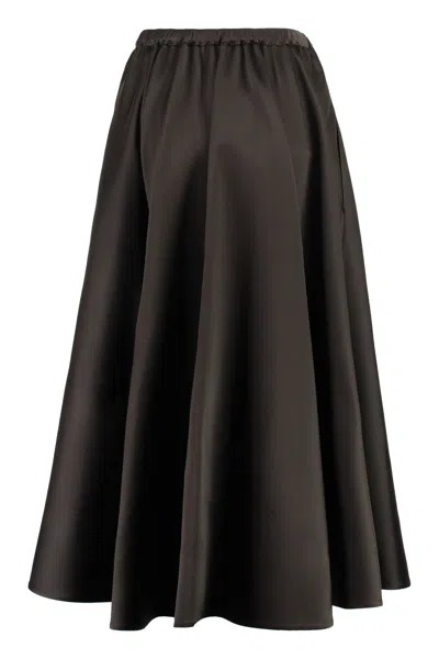 Valentino Techno Duchesse Midi Skirt In Brown