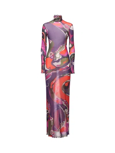 Pucci Orchid Print Dress In Multi