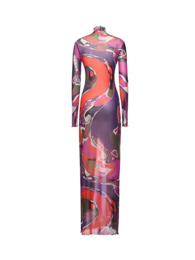Pucci Orchid Print Dress In Multi