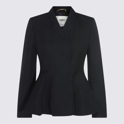 Fendi Fitted Peplum Jacket Tailored Design In Black
