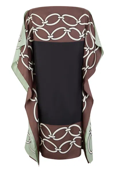 Valentino Multicoloured Silk Tunic In Brown