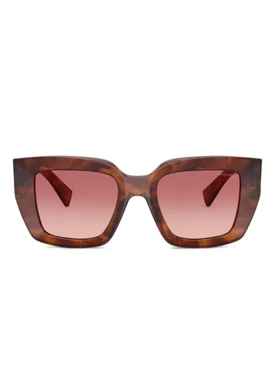 Miu Miu Sonnenbrille Mit Geometrischem Gestell In Brown