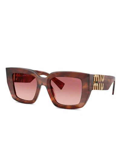 Miu Miu Sonnenbrille Mit Geometrischem Gestell In Brown