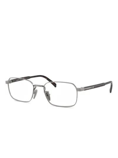 Prada Rectangle-frame Glasses In Metallic