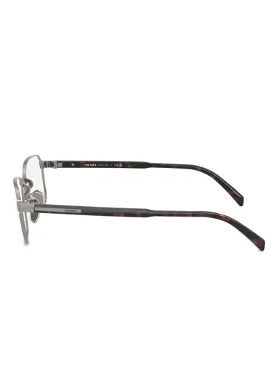 Prada Rectangle-frame Glasses In Metallic