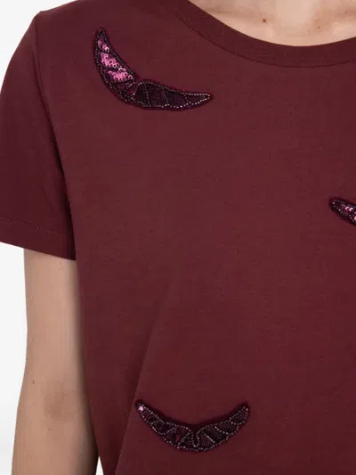 Zadig & Voltaire Alys Hc Embroidery Wings Top In Burgundy