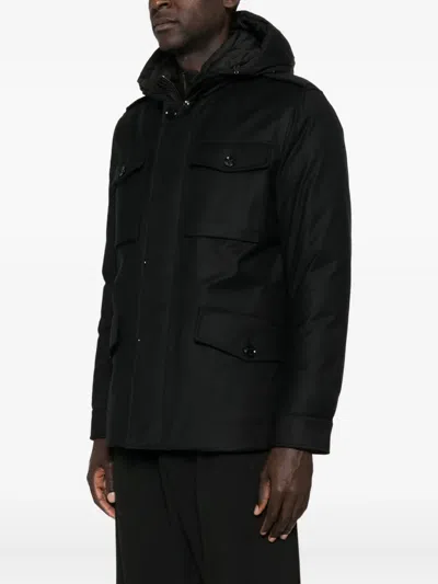 Moorer Mantel Mit Kapuze In Black