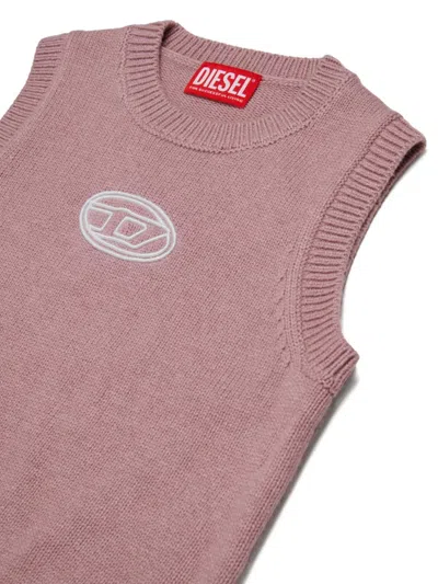 Diesel Logo-embroidered Vest In Pink