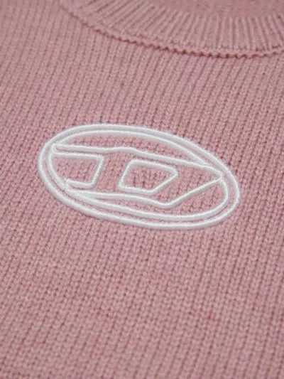 Diesel Logo-embroidered Vest In Pink