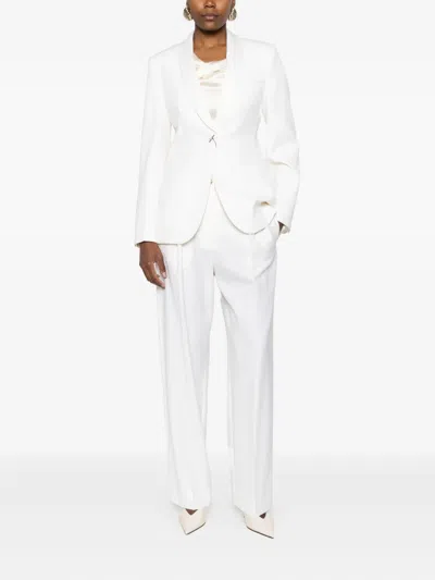 Max Mara Long-sleeved Suit Jacket In White