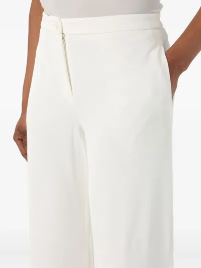 Emporio Armani Icon Compact Piqué Palazzo Trousers In White
