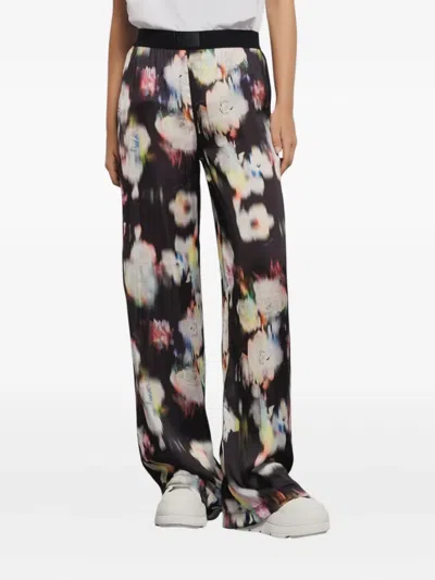 Gaëlle Floral Satin Trousers In Black