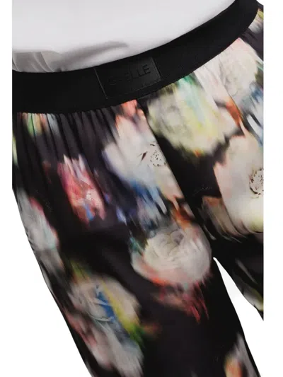Gaëlle Floral Satin Trousers In Black