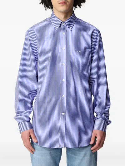 Paul & Shark Striped Cotton Shirt In Blue