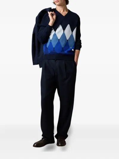 Ballantyne Argyle-pattern Sweater In Blue