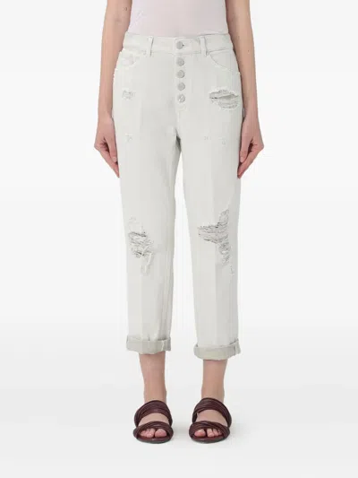 Dondup Koons Distressed Jeans In Gray