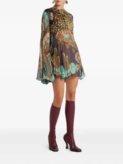 Etro Paisley Chain Crop Top In Brown